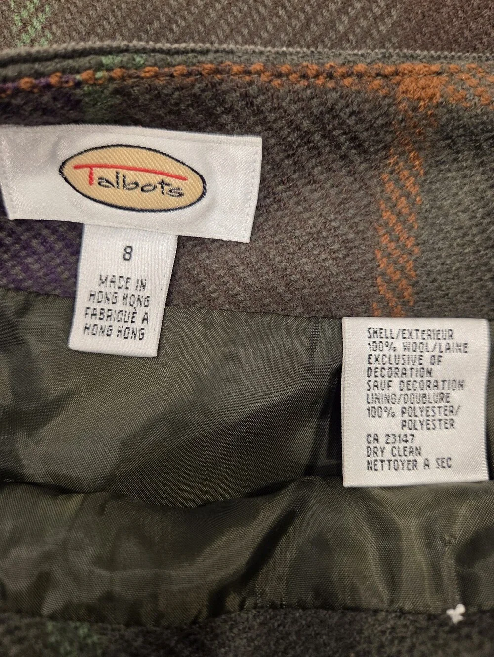 Talbots Vintage 90s Y2K Plaid Wool Wrap Maxi Skirt Size 8